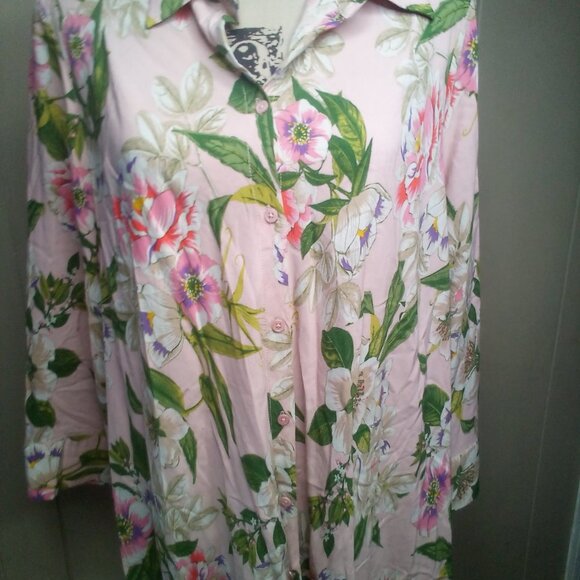 Grace Elements Blouse XL Button Up 3/4 Sleeve Floral Colorful - Picture 13 of 16